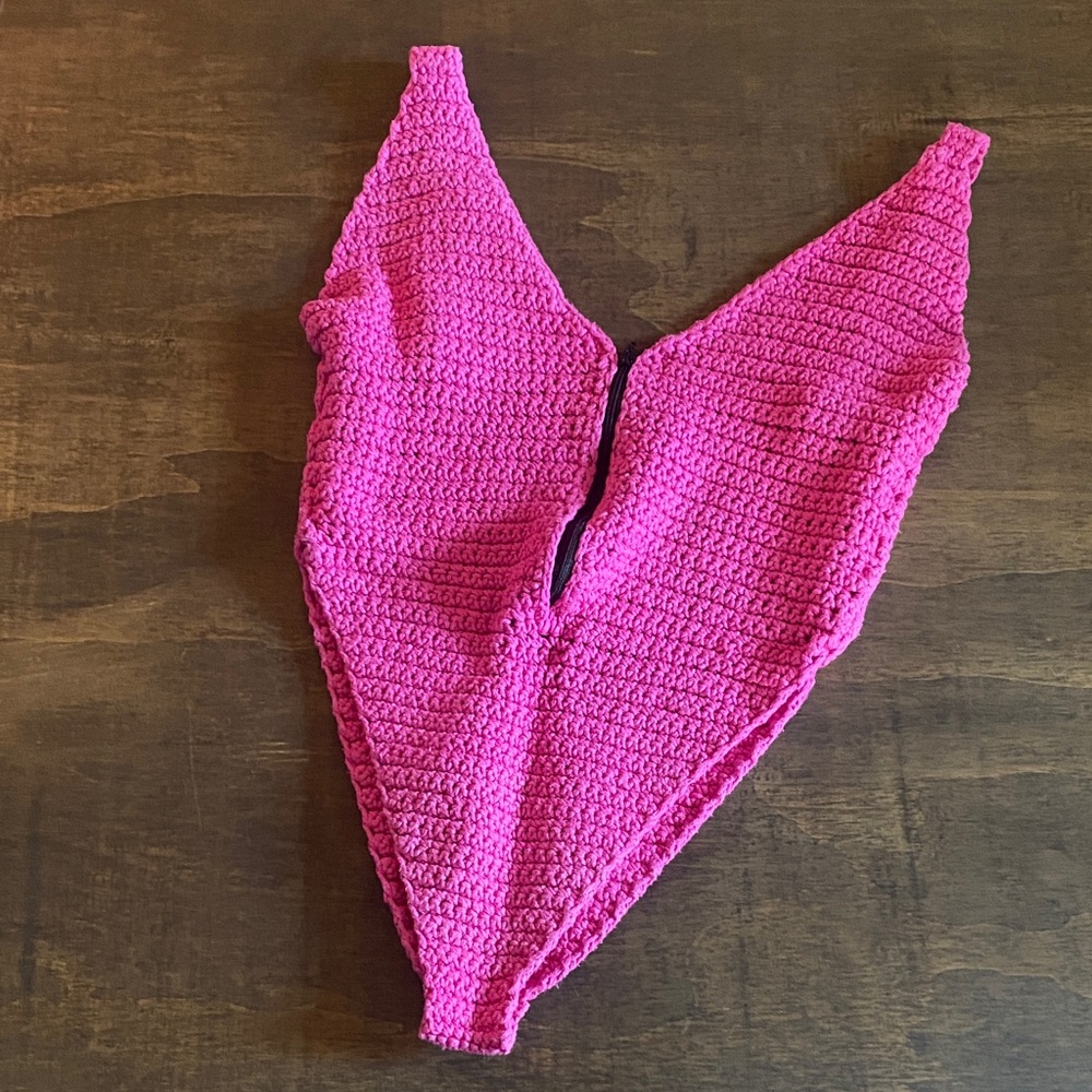 Handmade Pink Crochet Body Suit